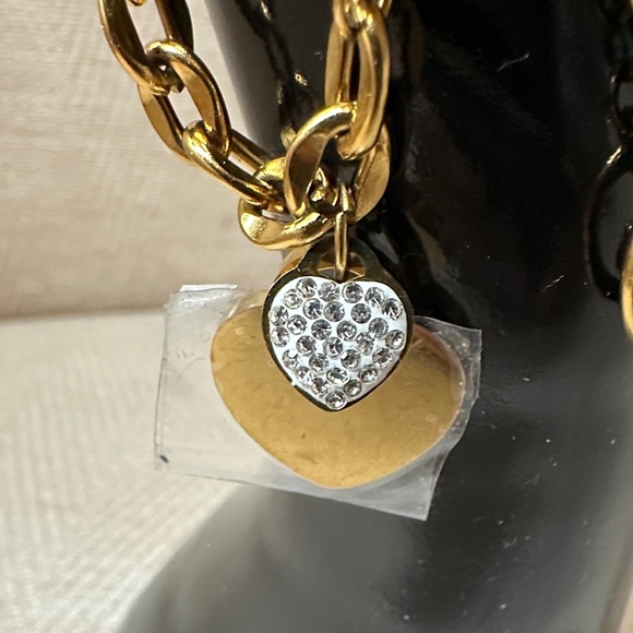 Bracelets Gold Chain Bracelets with Heart Charms (2) - Picture 3 of 8